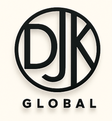 DJK Global logo featuring circular design with DJK letters and GLOBAL text underneath, representing digital sustainability and accessibility